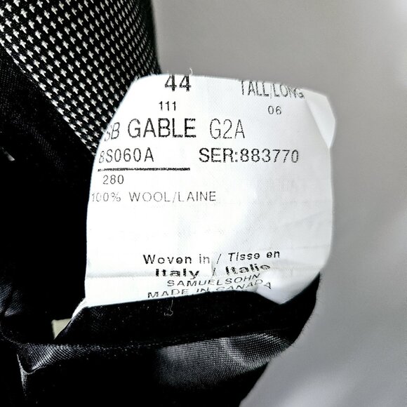 Samuelsohn Mens 44 Tall Sport Coat Blazer Jacket Wool 2-Button Check - Picture 5 of 5